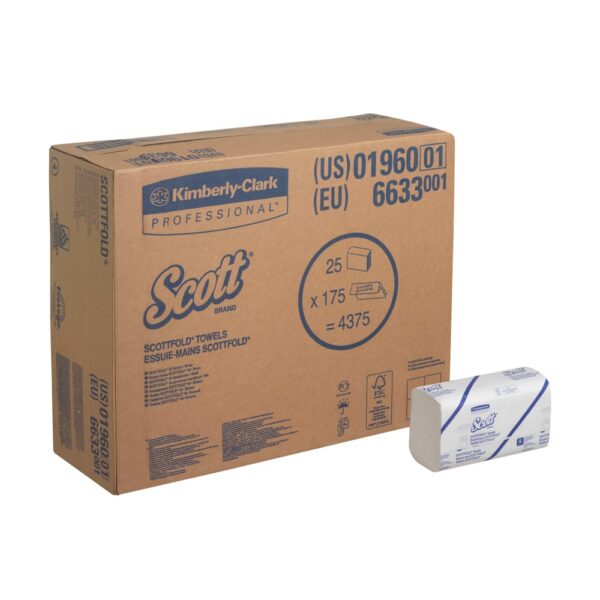 Кърпи за ръце на пачка SCOTT 6633 21х32см. - 25x175бр./каш.