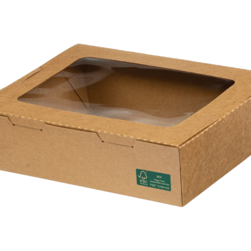 Крафт кутия с проз. 500мл 13.5х8.5х3.5 4х50бр.