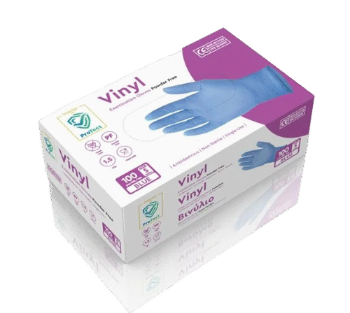 Ръкавици винил Сини PROTECT S 100бр./кут.