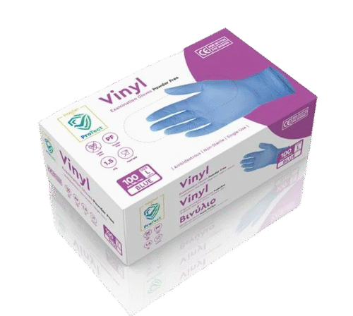 Ръкавици винил Сини PROTECT  L 100бр./кут.